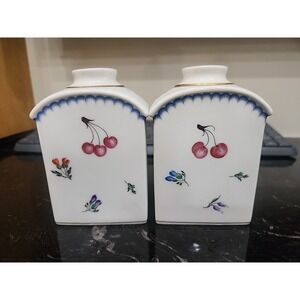 Set Of 2 Vintage Richard GINORI Italian Fruits TEA Caddy 4 7/8" tall Italy.‎